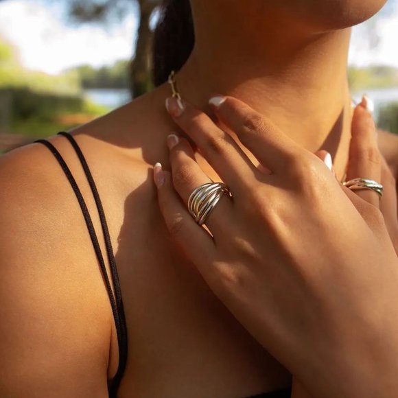 NWT Whitney Triple Band Rolo Ring // Sterling Silver (Size 7) - Picture 2 of 5